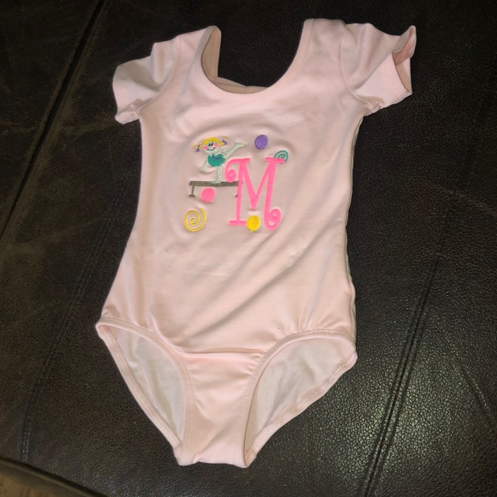 2t/3t pink leotard with embroidered “M”